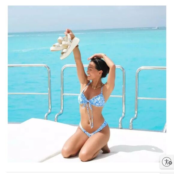 NEW Dolce Vita Drake Platform Sandals Cream Color Ivory Fabric Size 9 - Picture 10 of 10